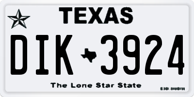 TX license plate DIK3924