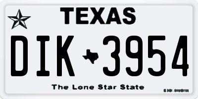 TX license plate DIK3954