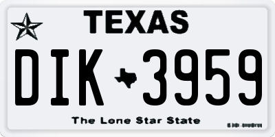 TX license plate DIK3959