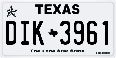 TX license plate DIK3961