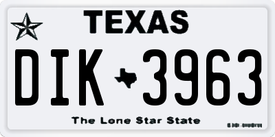 TX license plate DIK3963