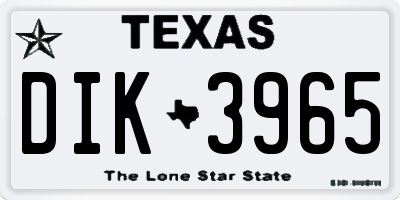 TX license plate DIK3965