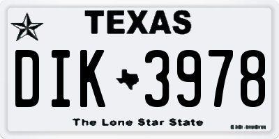 TX license plate DIK3978