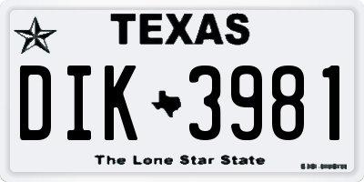 TX license plate DIK3981