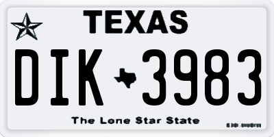 TX license plate DIK3983