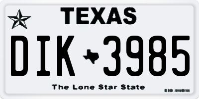 TX license plate DIK3985
