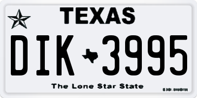 TX license plate DIK3995