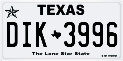 TX license plate DIK3996