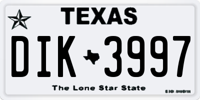 TX license plate DIK3997