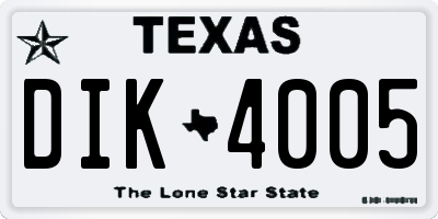 TX license plate DIK4005