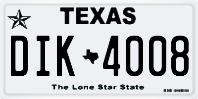 TX license plate DIK4008