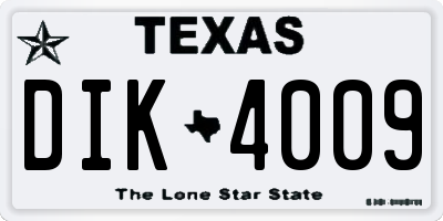 TX license plate DIK4009