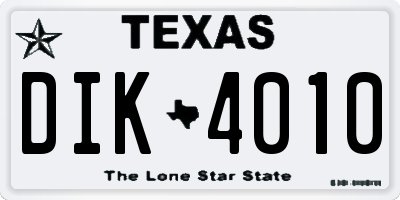 TX license plate DIK4010