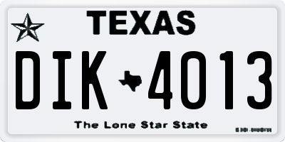 TX license plate DIK4013