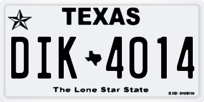 TX license plate DIK4014