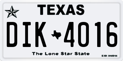 TX license plate DIK4016