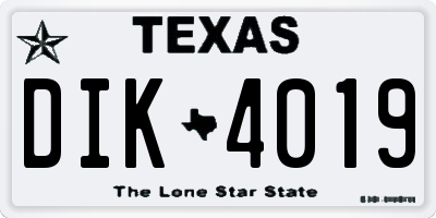 TX license plate DIK4019