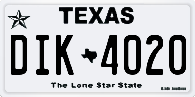 TX license plate DIK4020