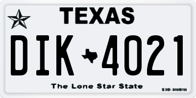 TX license plate DIK4021