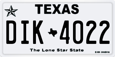 TX license plate DIK4022