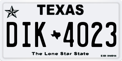 TX license plate DIK4023