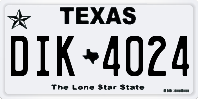TX license plate DIK4024