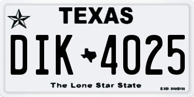 TX license plate DIK4025
