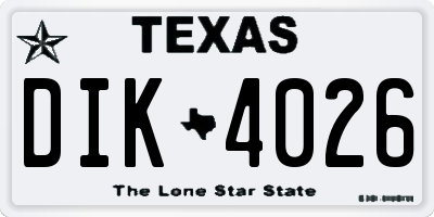 TX license plate DIK4026