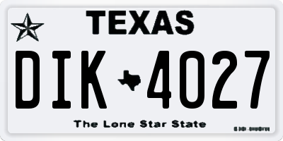 TX license plate DIK4027