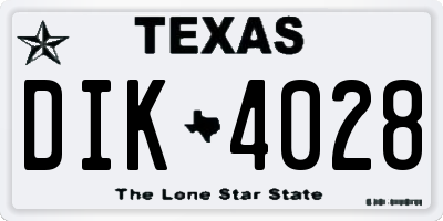 TX license plate DIK4028