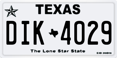 TX license plate DIK4029