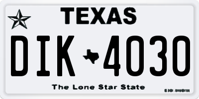TX license plate DIK4030