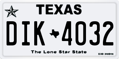TX license plate DIK4032