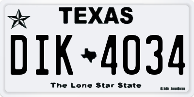 TX license plate DIK4034