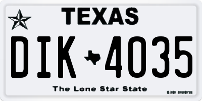 TX license plate DIK4035