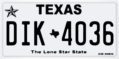 TX license plate DIK4036