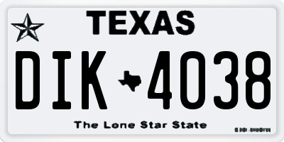 TX license plate DIK4038