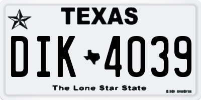 TX license plate DIK4039