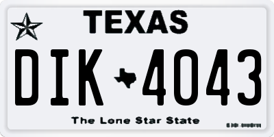 TX license plate DIK4043