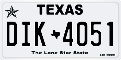 TX license plate DIK4051