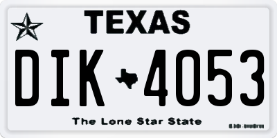 TX license plate DIK4053