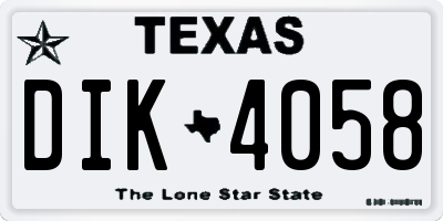 TX license plate DIK4058