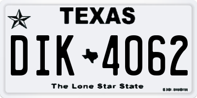 TX license plate DIK4062