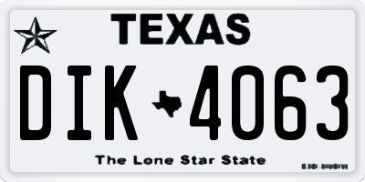 TX license plate DIK4063
