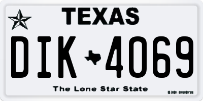 TX license plate DIK4069