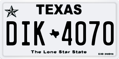 TX license plate DIK4070