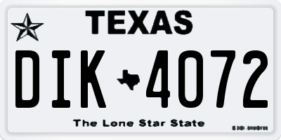 TX license plate DIK4072