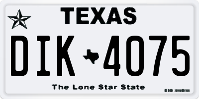 TX license plate DIK4075