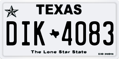 TX license plate DIK4083