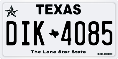 TX license plate DIK4085